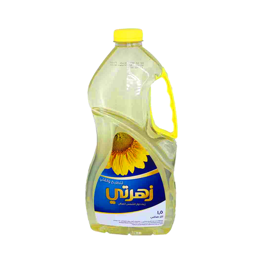 Zahrati Pure Sunflower Oil Cooking & Frying 1.5ltr زيت زهرتي دوار الشمس 1.5 اتر