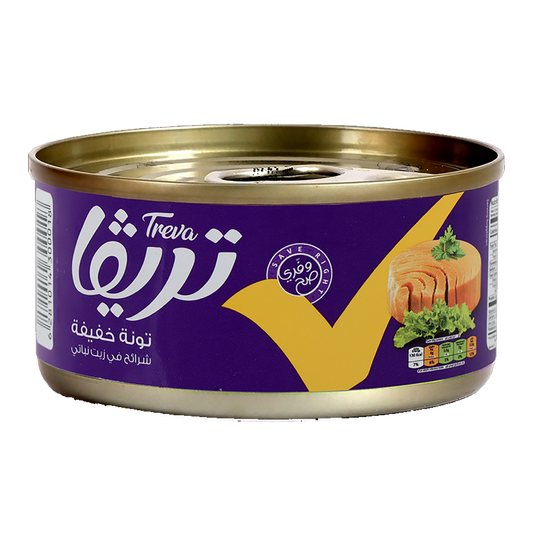 تريفا تونة خفيفة في زيت نباتي 170غم | Treva Light Meat Tuna Flakes In Vegetable Oil 170g