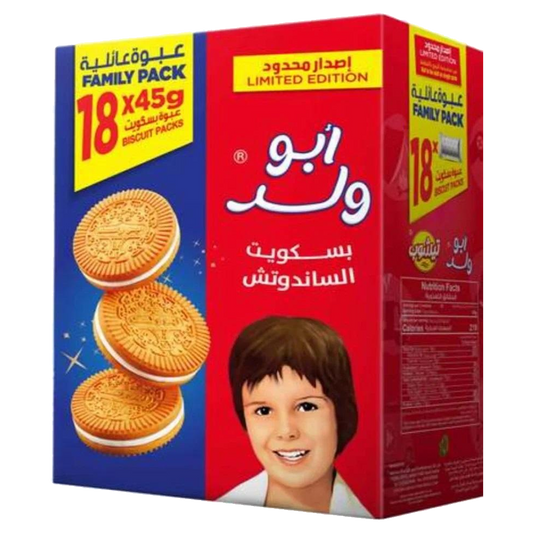 Teashop Abu Walad sandwich biscuits 45X18g تيشوب ابو ولد عائلي 18*45 جرام