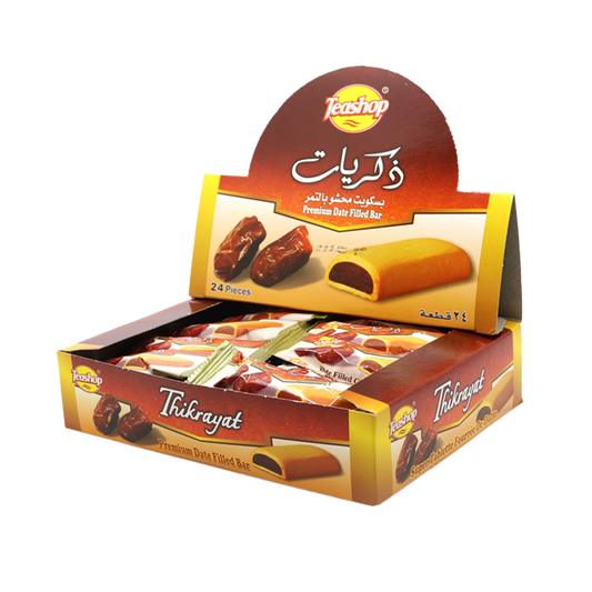 Teashop Premium Date Bar 24 x 19g تيشوب ذكريات بسكويت محشو بالتمر 19 جرام