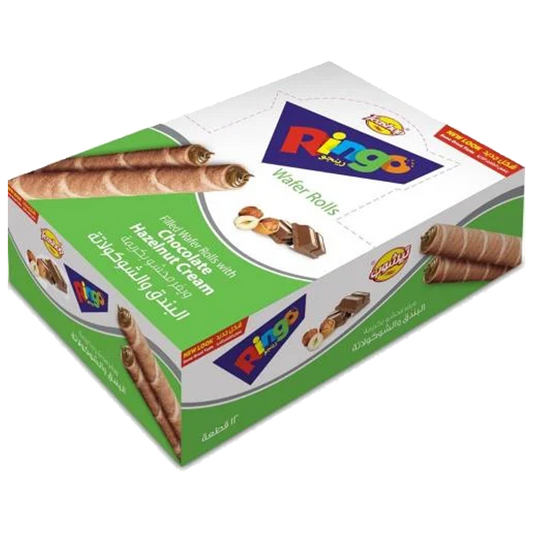Teashop Ringo Wafer Rolls Chocolate & Hazelnut 192g تيشوب رينجو بالبندق والشوكلاتة 192 جرام