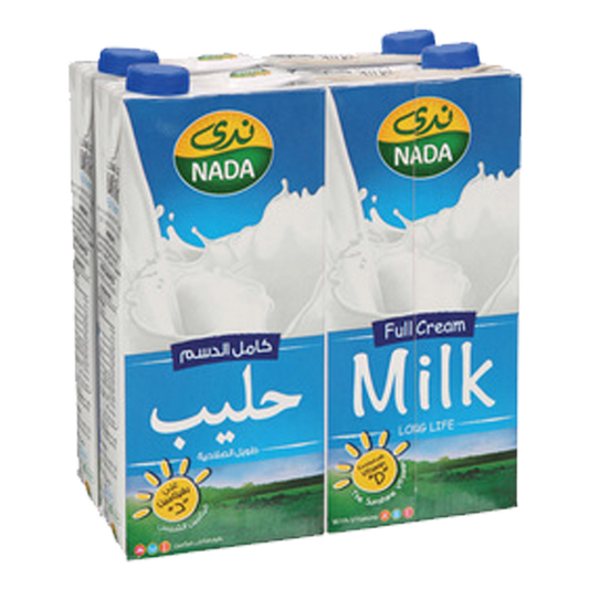 Nada long life full fat milk 1 liter ندى حليب طويل الاجل كامل الدسم 1لتر