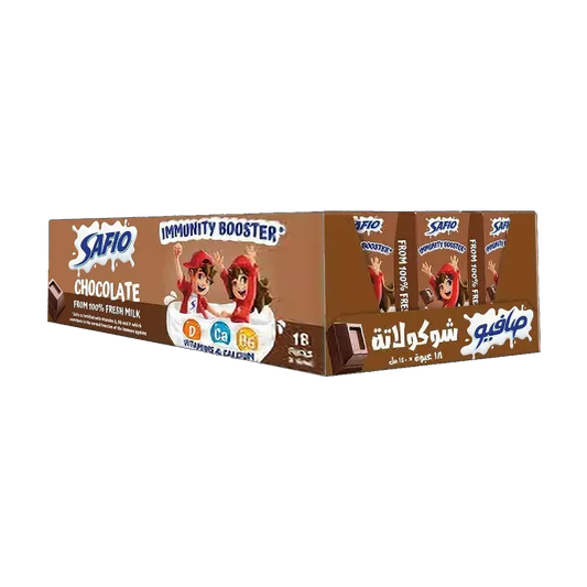 Safio Chocolate Milk 140ml x18xصافيو حليب شوكولاتة 140مل