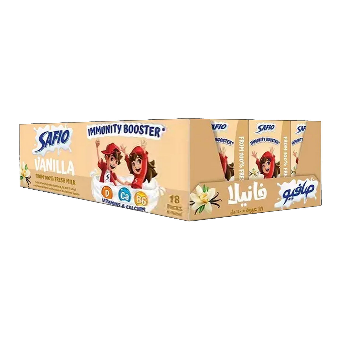 Safio Vanila Milk 140ml x18x  صافيو حليب فانيلا 140مل
