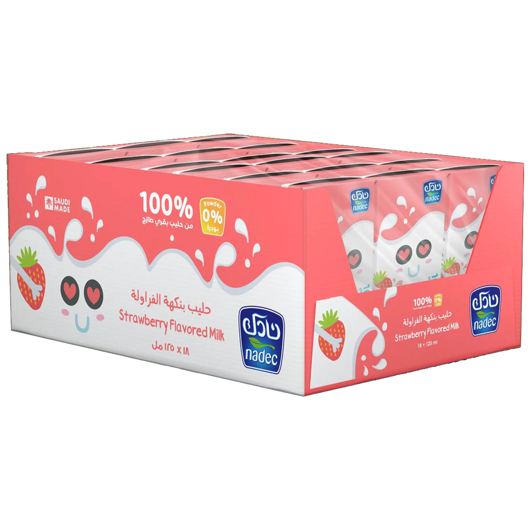 NADEC STRAWBERRY LL MILK 125ml x18 نادك حليب فراولة 125مل