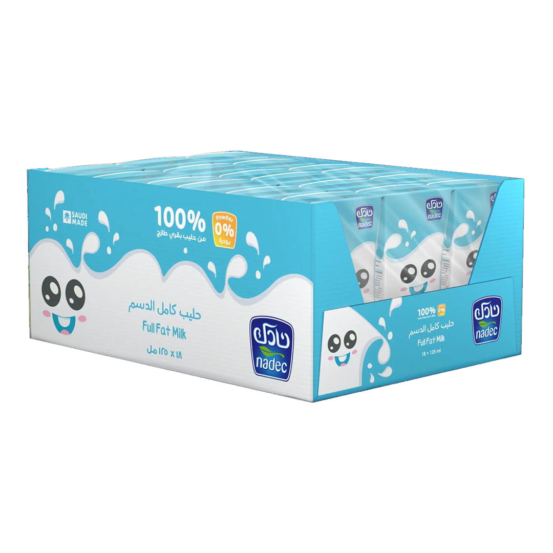 Nadec UHT Milk Full Fat 125ml x18 نادك حليب كامل الدسم 125مل