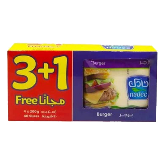 Nadec Cheese Slice Burger 3+1Free x 200gm نادك جبنة شرائح برجر 200غم عرض خاص 3+1 مجانا