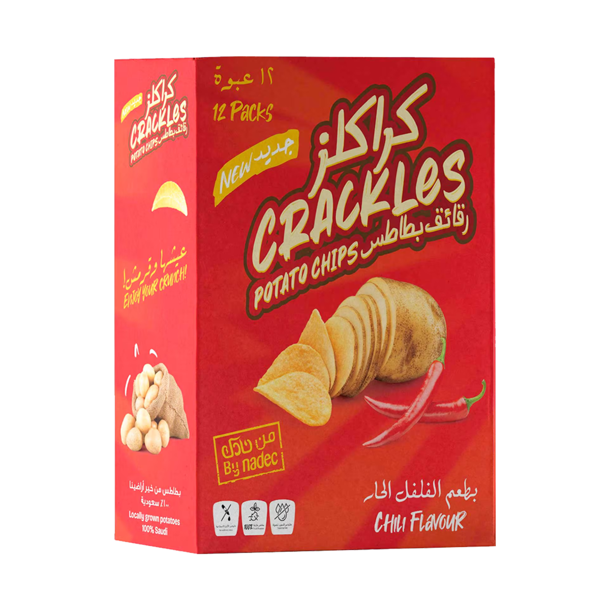 Nadec Crackles Chilli Potato Chips 21gm نادك كراكاز بطاطس بالفلفل 21جم