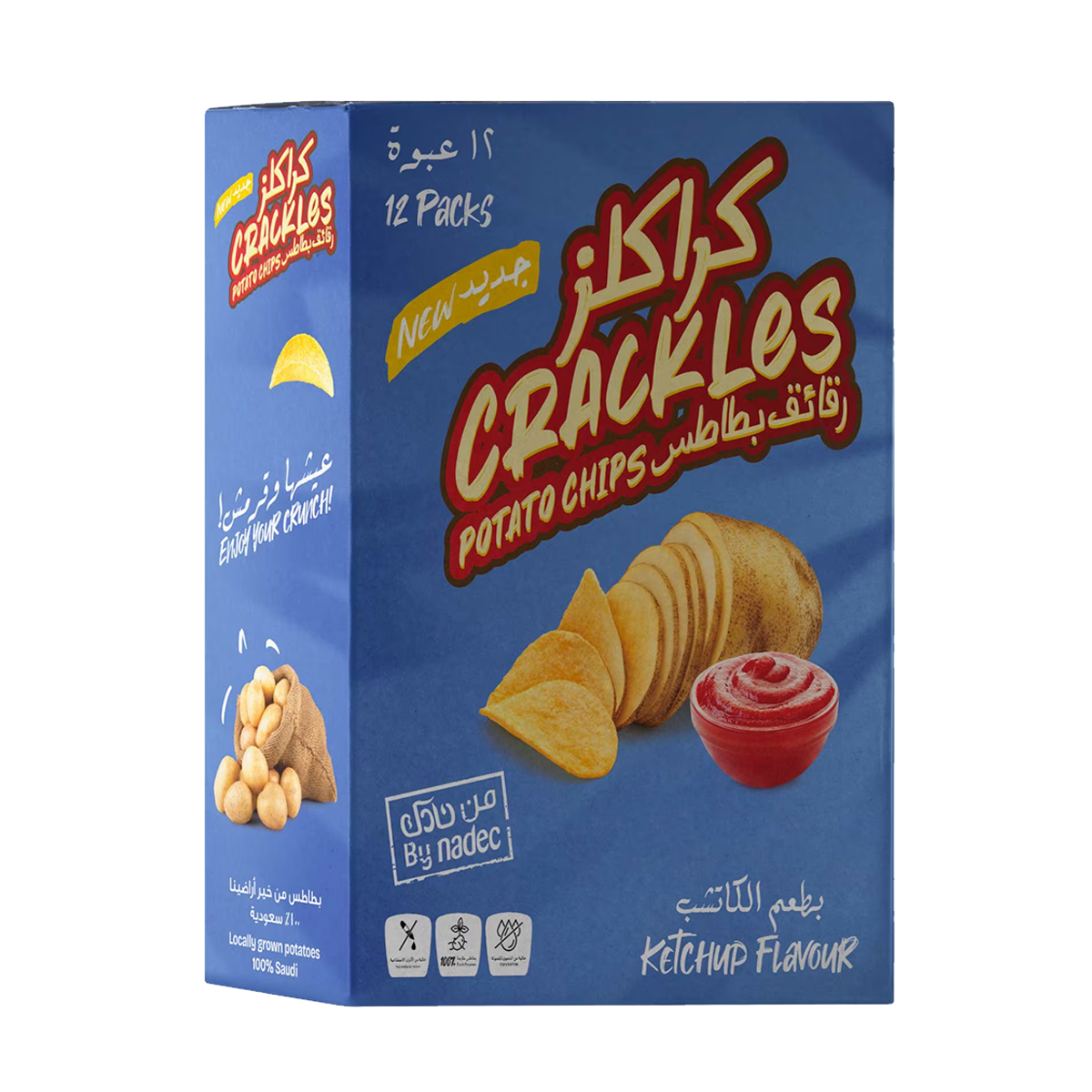 Nadec Crackles Ketchup Potato Chips 21gm نادك كراكلز بطاطس الكاتشب 21جم