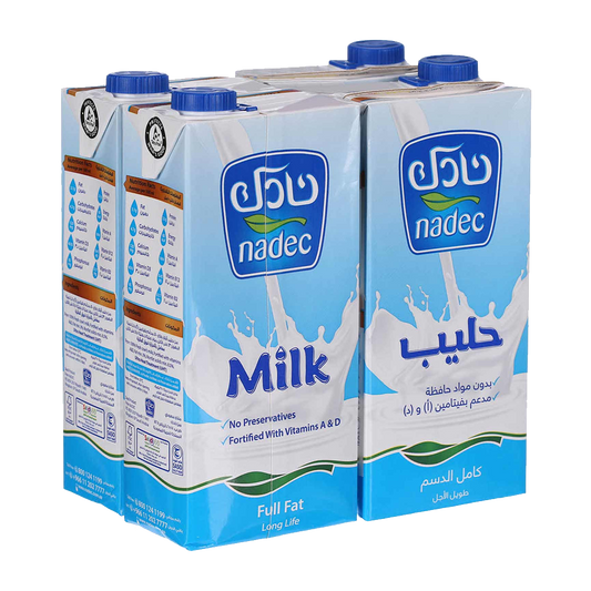 Nadec Long Life Full Fat Milk 1 Liter نادك حليب طويل الاجل كامل الدسم 1لتر