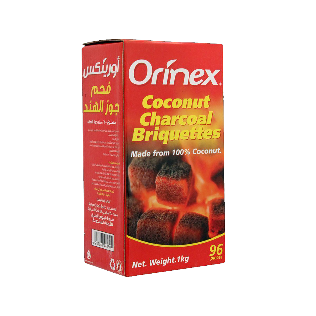 Orinex Coconut Charcoal Briquettes 96 Pieces 1 kg اورينكس فحم جوز الهند 96 مكعب 1 كيلو
