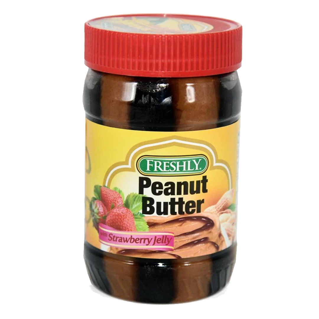 Freshly Peanut Butter W/Strawberry Jelly 510g فرشلي زبدة الفول السوداني بجلي الفراولة 510جم