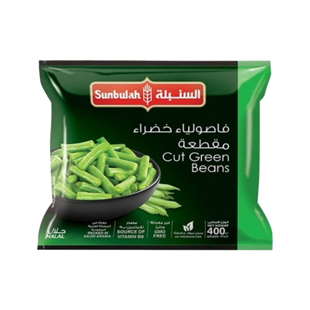 Sunbulah Cut Green Beans 400gm  السنبلة فاصولياء خضراء مقطعة 400غم