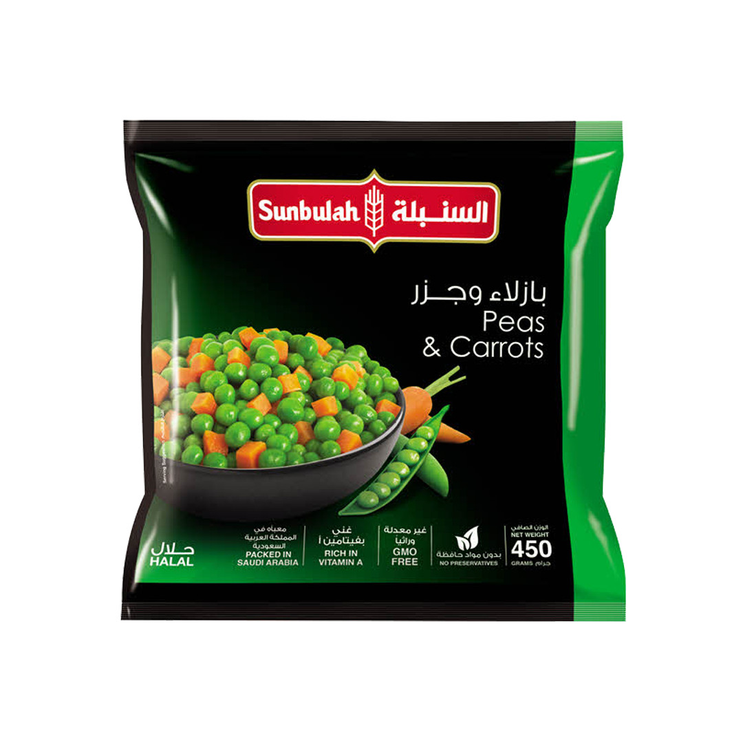 Sunbulah Green Peas & Carrots 400gm السنبلة بازلاء خضراء وجزر 400غم