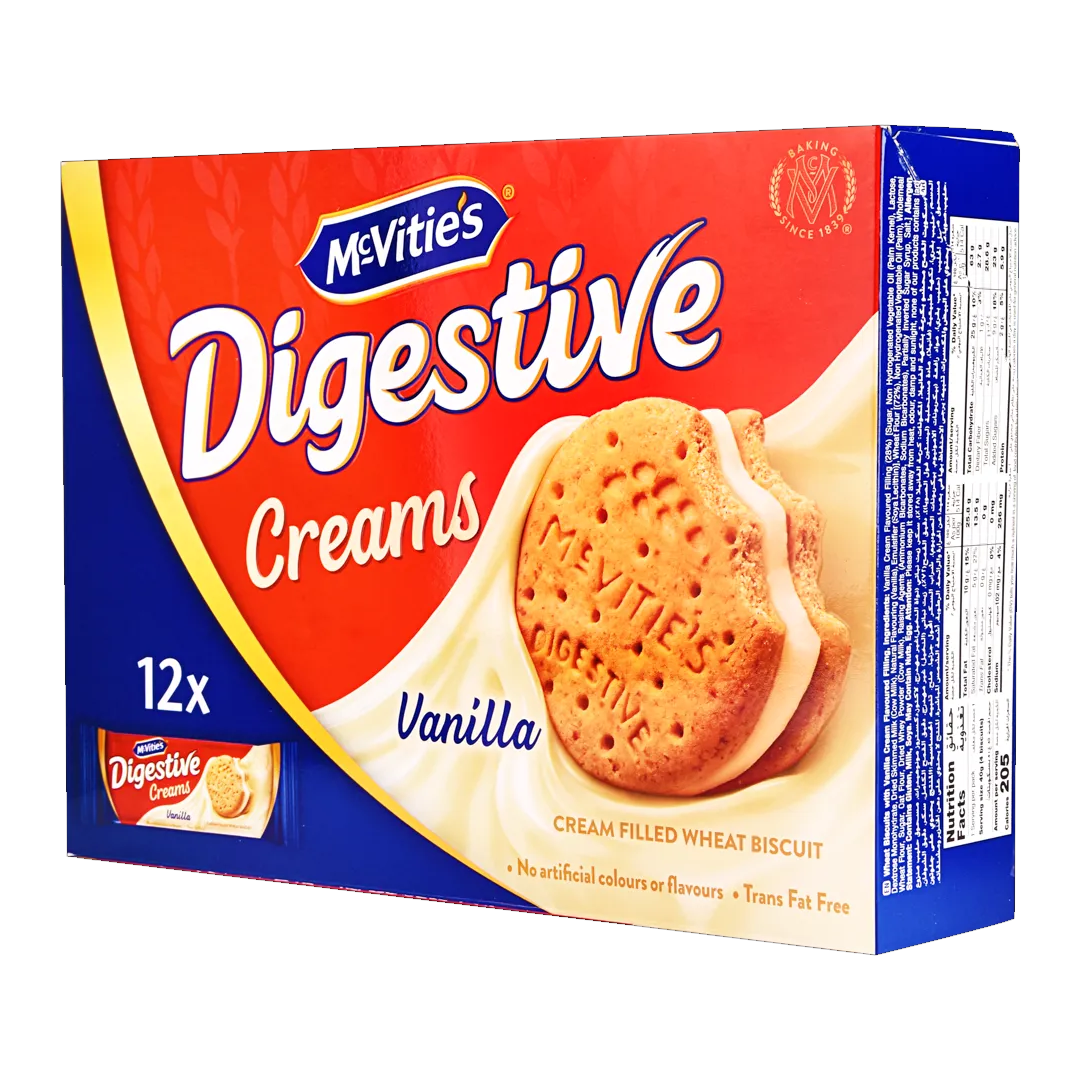 McVities Digestive Vanilla Cream Filled Biscuit 16 x 40g مكتفيز داجستف شنطة 16*40 جرام
