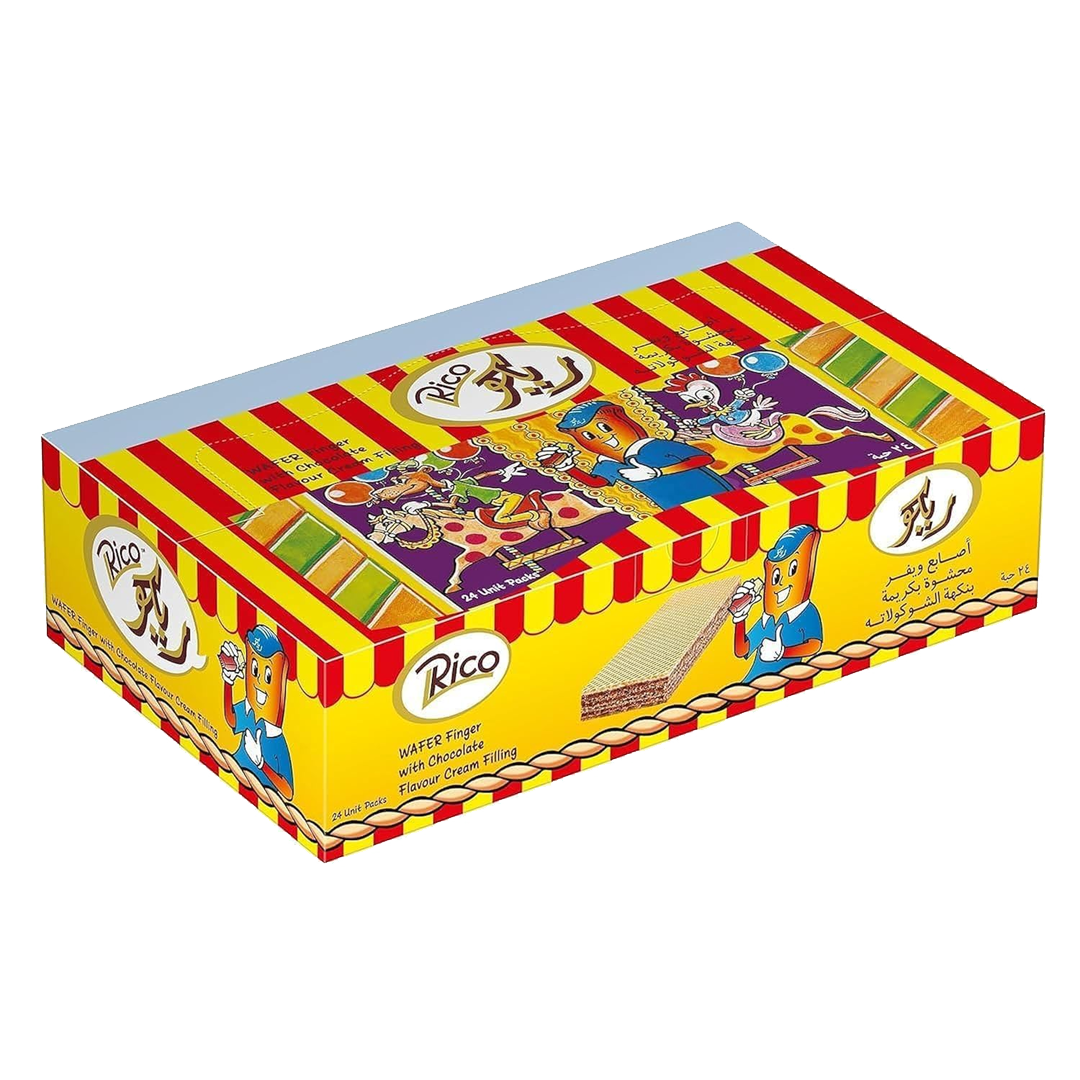Rico Wafer Rolls With Chocolate 16g ريكو اصابع ويفر محشو بكريمة الشوكلاتة 16 جرام