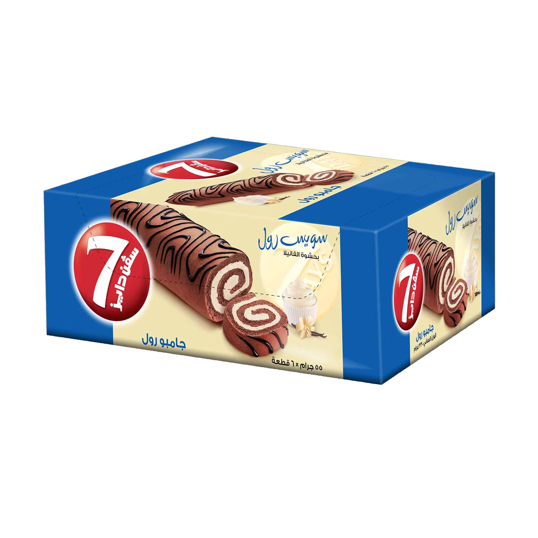 7Days Swiss Roll W/Vanilla Filling 20gx12xسفن دايز رول بحشوة الفانيلا 20غ