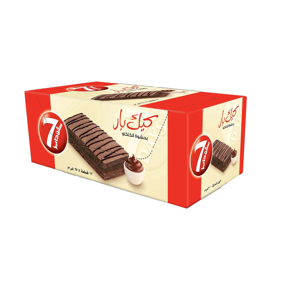 7Days Cake Bar Mini Choco 25Gmx12xسفن دايز كيك بار بحشوة الكاكاو 25غم