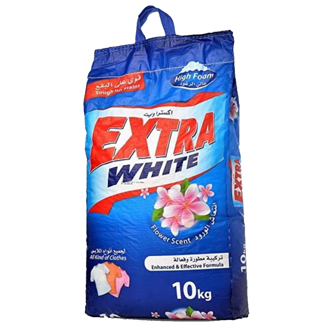 Extra White High Foam Flower Scent 10kg اكسترا وايت صابون بودرة انتعاش الورود 10كيلو