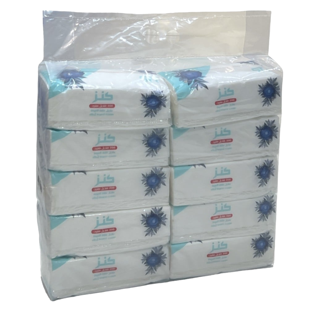 كنز منديل مفرد فائق النعومة 200x10 Kinz Facial Tissues 10x200's