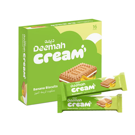 Deemah Banana Biscuits 26g x 12 x ديمة  بسكويت كريمة الموز 26 جرام