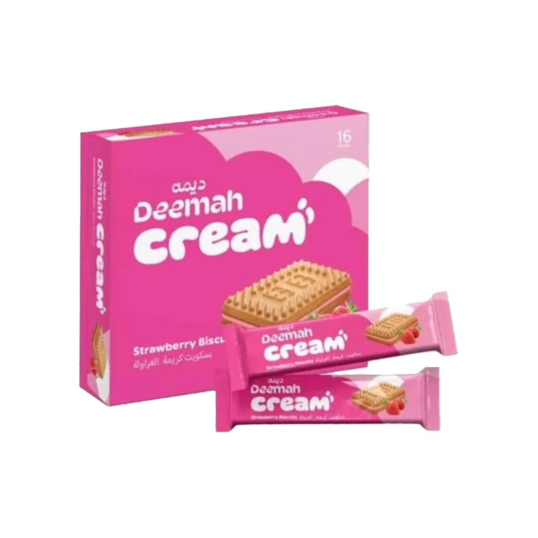 Deemah Strawberry Biscuits 26g x 12 x ديمة  بسكويت كريمة الفراولة 26 جرام