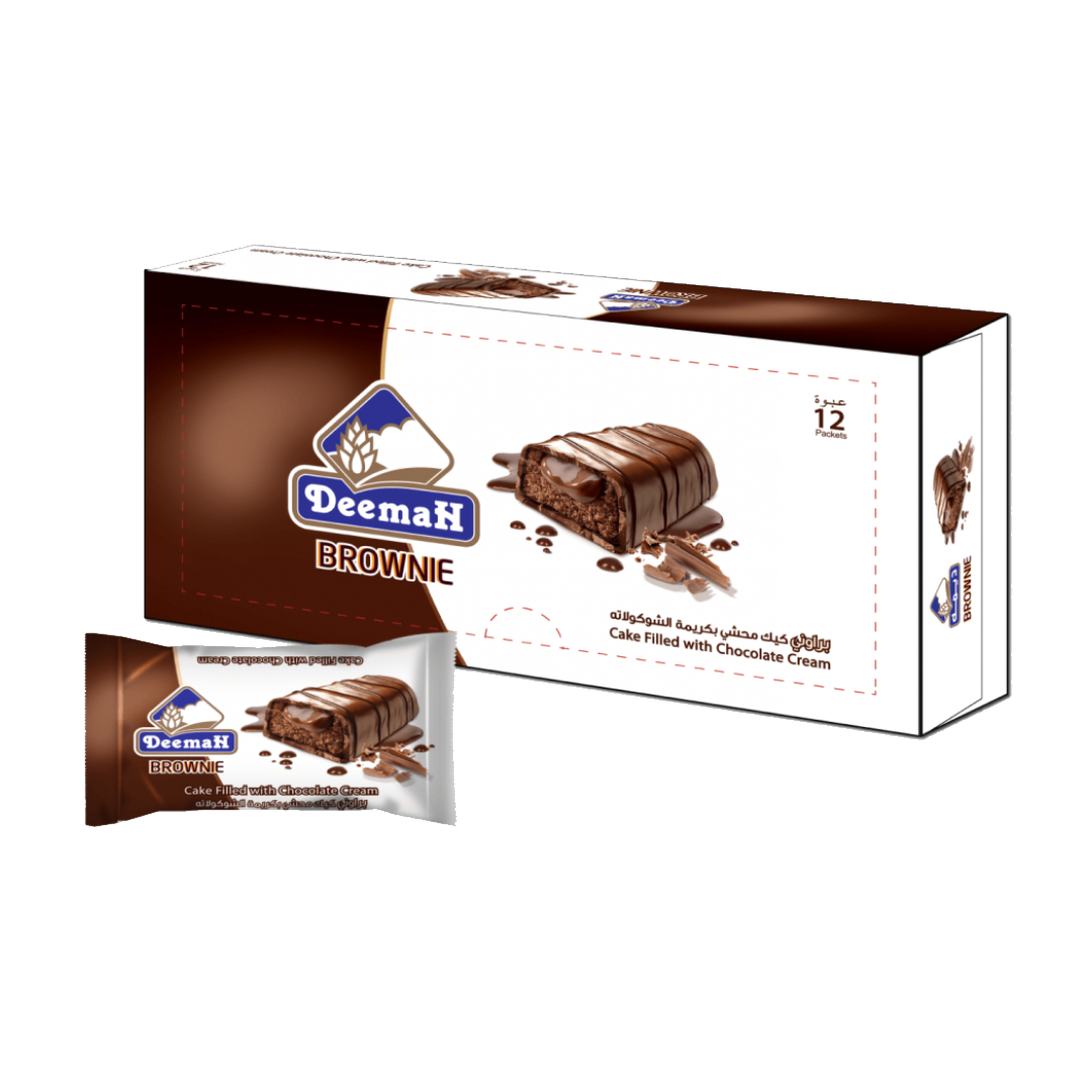 ديمة براوني كيك محشي بكريمة الشوكلاتة 37 جرام Deemah Brownie With Chocolate Cream  37g x12