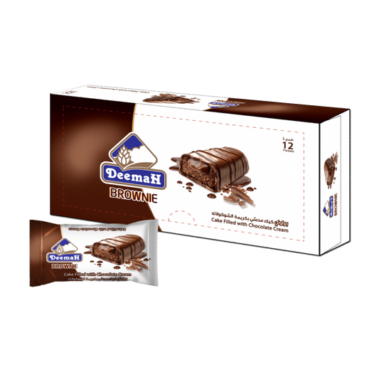 ديمة براوني كيك محشي بكريمة الشوكلاتة 37 جرام Deemah Brownie With Chocolate Cream  37g x12
