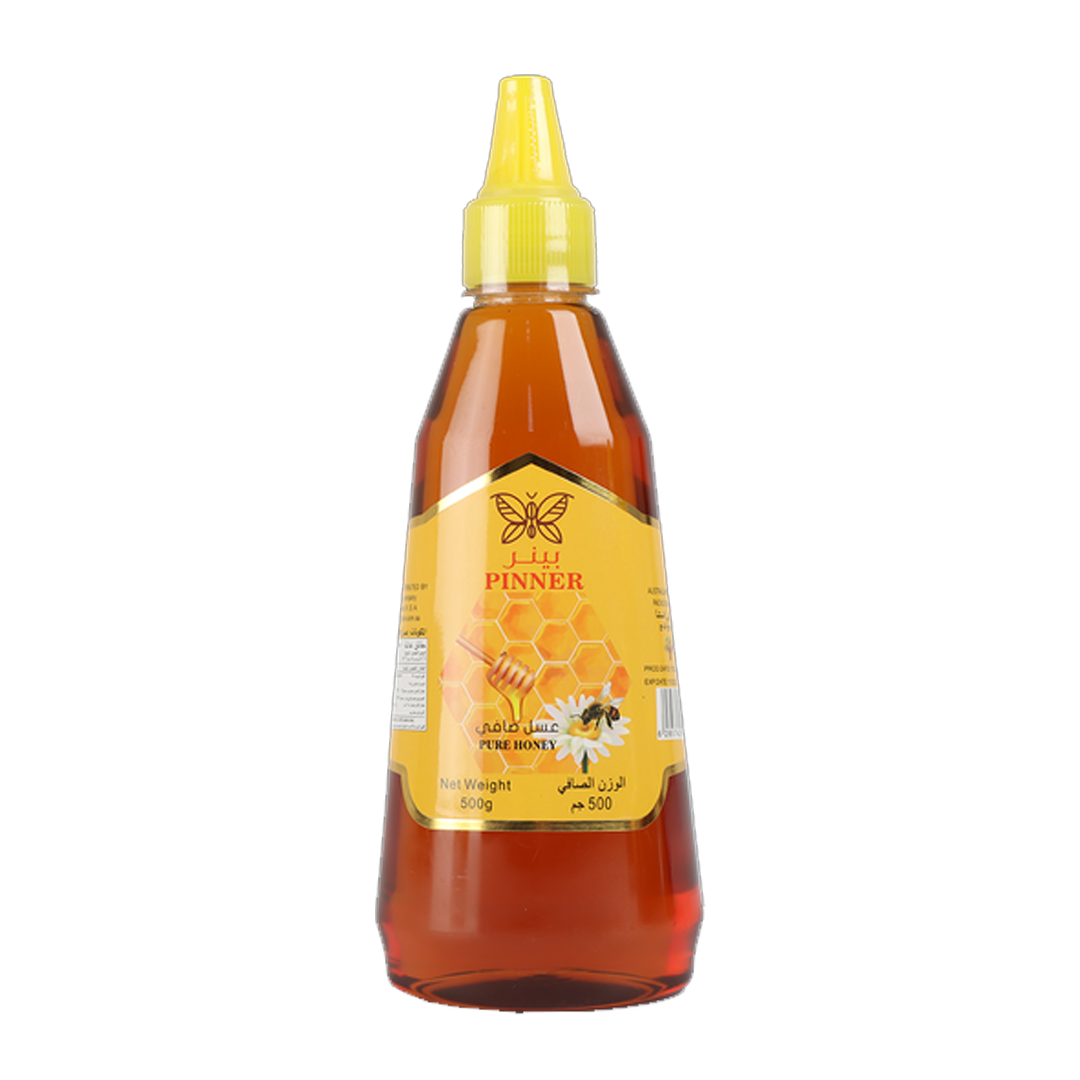 بينر عسل صافي عصار بلاستك 500غم | Pinner Pure Honey Bottle 500g