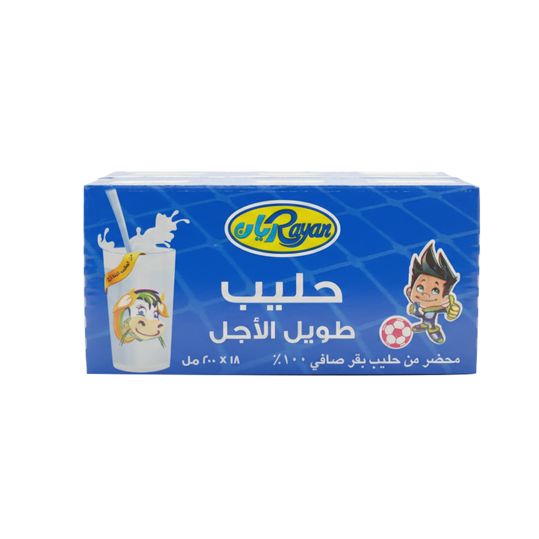 Rayan Long Life Milk 200ml x18 x ريان حليب طويل الاجل200مل