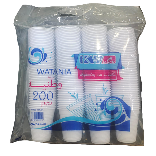Watania Plastic Cups 200's وطنية كاسات ماء بلاستيك 200