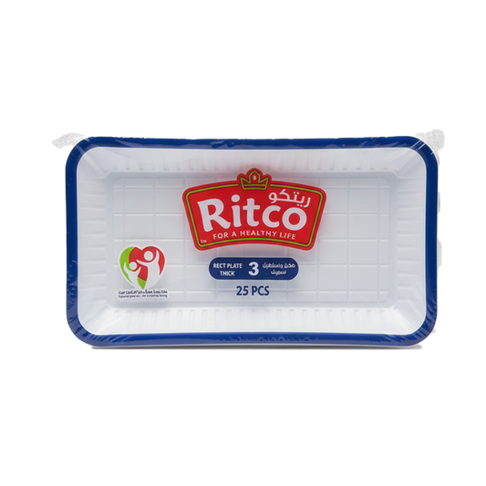 Ritco Rect Plate Thick Zize 3 -25 pcs ريتكو صحن بلاستيك  مستطيل مقاس 3-25 صحن