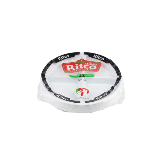Ritco Plate Rnd Thick Deco Zize 22- 20  pcs ريتكو صحن بلاستيك مدور سادة مقاس 22 -20 صحن