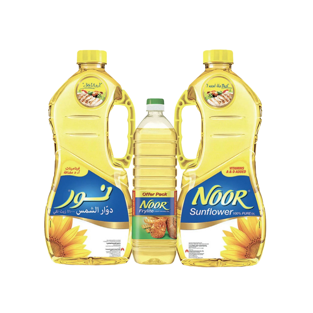 Noor Sunflower Oil 2x1.5ltr+500ml   زيت نور 1.5*2 + 500مل هدية
