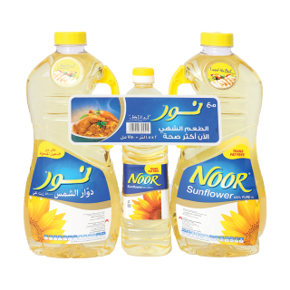 Noor Sunflower Oil 2x1.5ltr+500ml زيت نور 1.5*2 + 500مل هدية