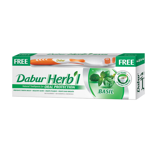 Dabur Herbal Basil Tooth Paste 150gm+GF دابر معجون اسنان بالريحان 150غم