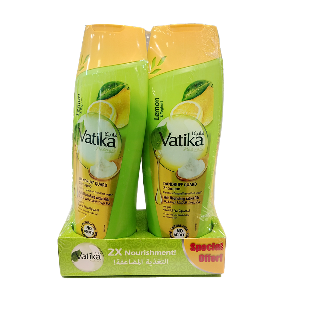 Vatika Dandruff Guard Shampoo Lemon & Yoghurt 2x350Ml فاتيكا شامبو الحماية من القشرةعرض 2× 350 مل