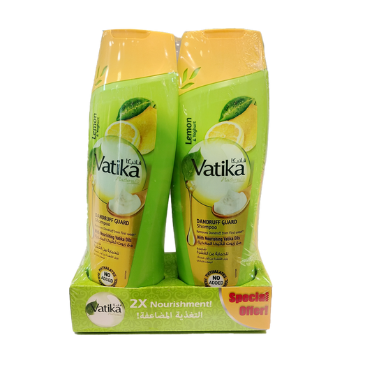 Vatika Dandruff Guard Shampoo Lemon & Yoghurt 2x350Ml فاتيكا شامبو الحماية من القشرةعرض 2× 350 مل