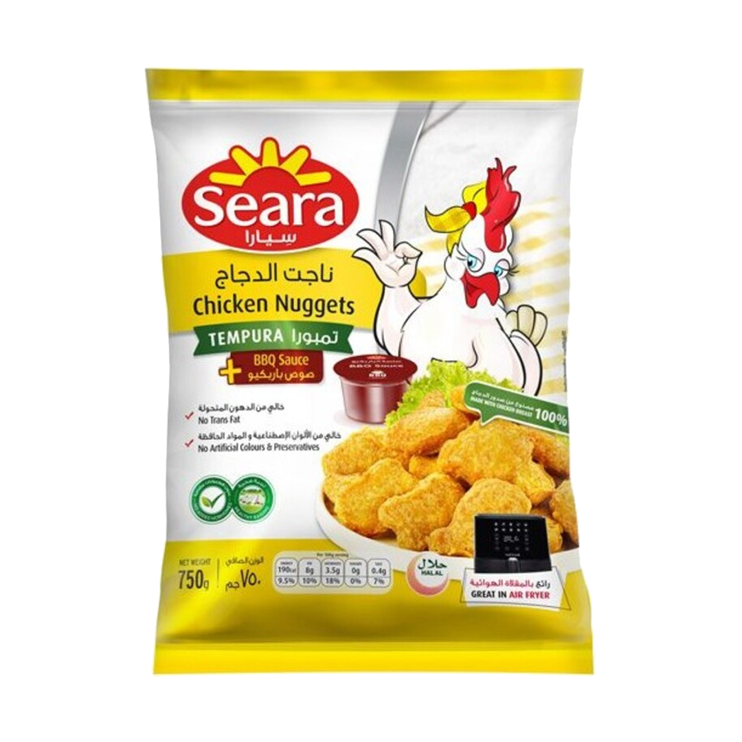 Seara Chicken Nuggets Tempura 750gm سيارا ناجت الدجاج تمبورا مع صوص باربكيو  750 جرام