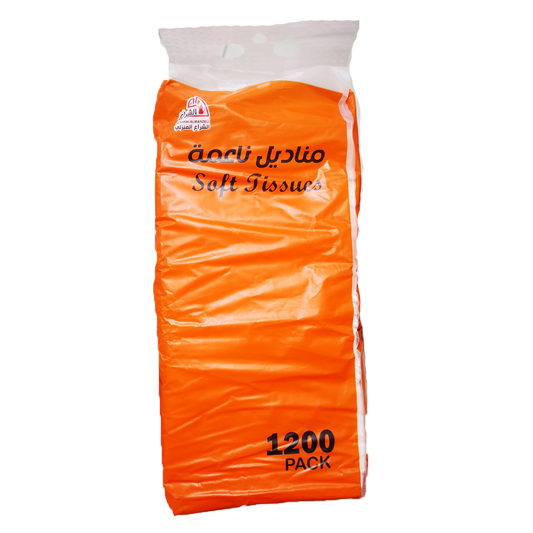 Alshrai Soft Tissue Orange 4 1200 Pack الشراع مناديل ناعمة 4 طبقات  1200 برتقالي