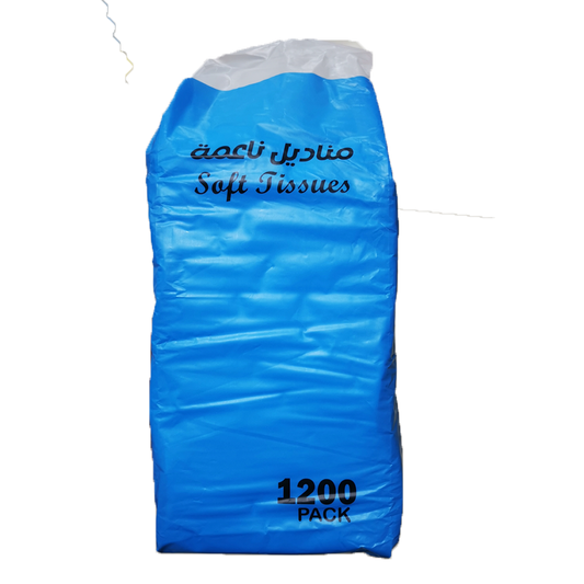 Alshrai Soft Tissue Blue 4 1200 Pack الشراع مناديل ناعمة 4 طبقات  1200 ازرق