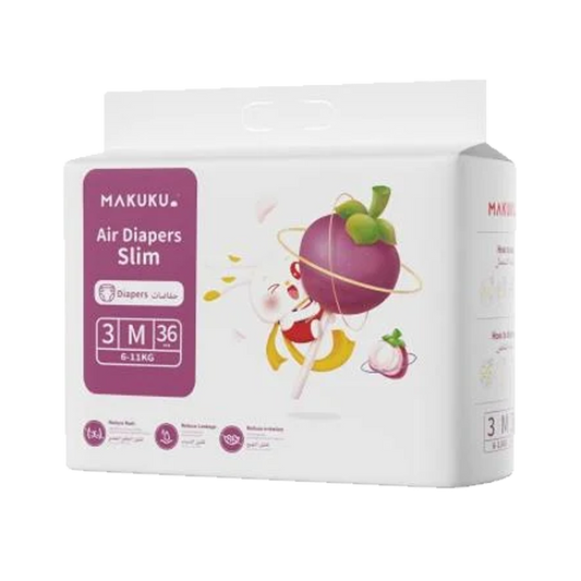 Makuku Air Diapers Slim Size 3 Medium 36's  ماكوكو حفاضات رفيعه شريط لاصق وسط مقاس 3 وسط 36 قطعه
