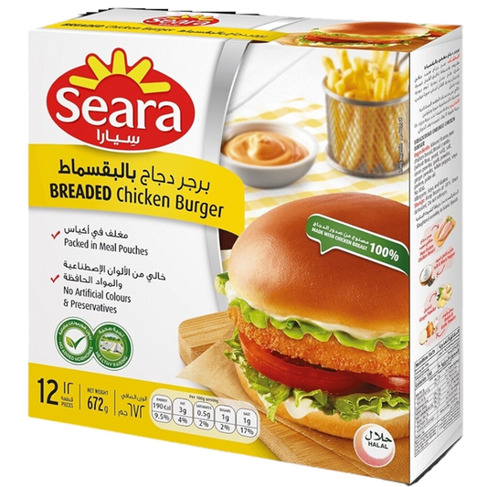 سيار برجر دجاج بالقسماط 672غم SEARA BREADED CHICKEN BURGER 672GM