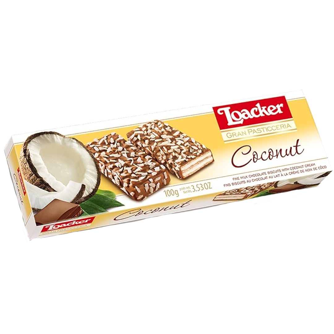 Loacker Gran Pasticceria Coconut 100g لواكر بسكويت بكريمة جوز الهند 100غم