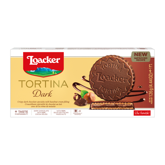 Loacker Gran Pasticceria Tortina Dark Hazelnut 125g لواكر تورتيناشكولاته دارك 125غم