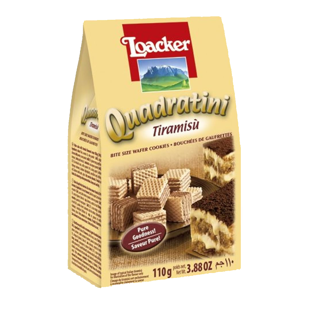 Loacker Quadratini Tiramisu Wafer Cookies 110g لواكر كوادرتيني تيراميسو 110غم