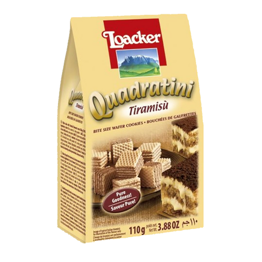 Loacker Quadratini Tiramisu Wafer Cookies 110g لواكر كوادرتيني تيراميسو 110غم