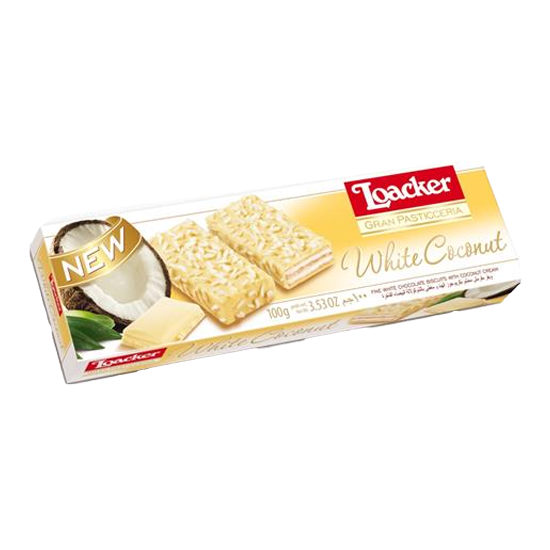 Loacker Patisserie White Coconut 100g لواكر جوز الهند البضياء 100غم