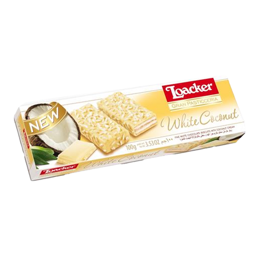 Loacker Patisserie White Coconut 100g لواكر جوز الهند البضياء 100غم