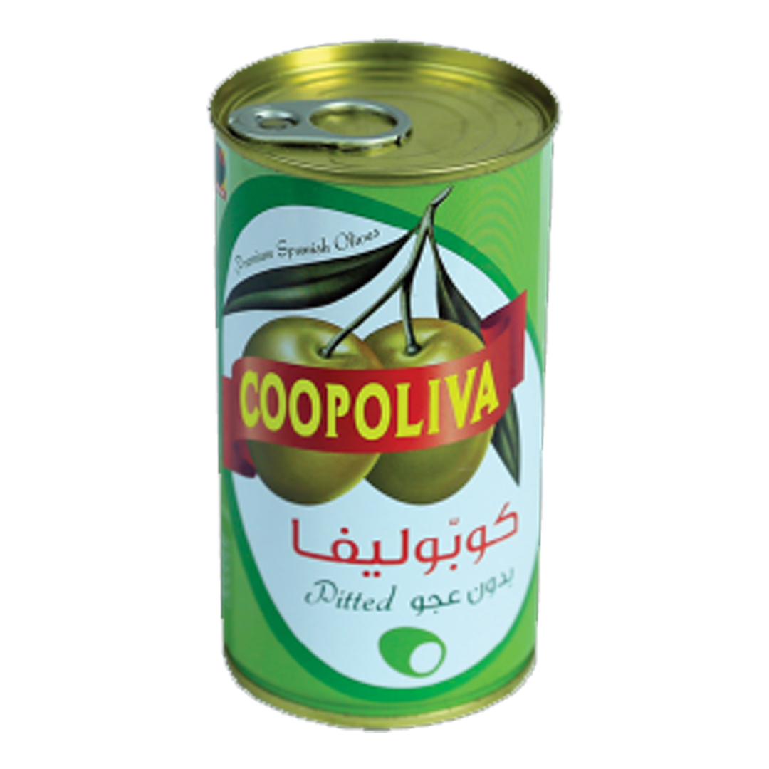 Coopoliva green olives without pits 150g كوبوليفا زيتون اخضر بدون عجو 150غ